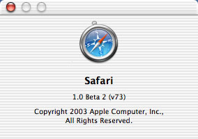 Safari 1.0 Beta 2 (v73)